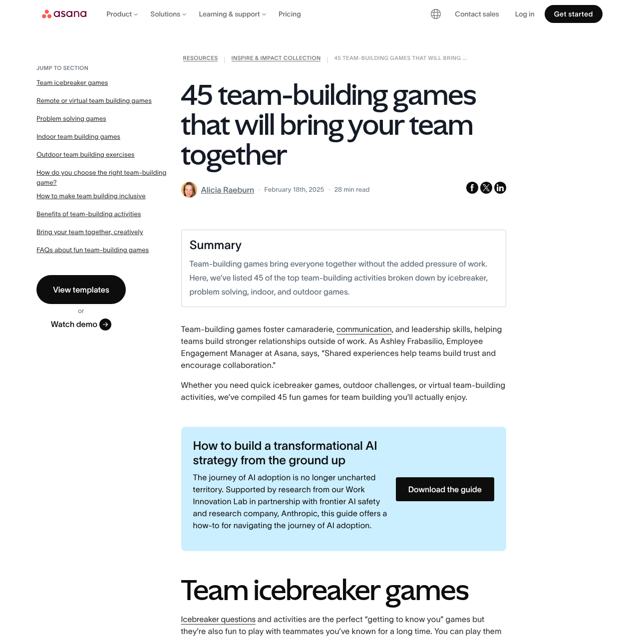 Asana Team Building Guide