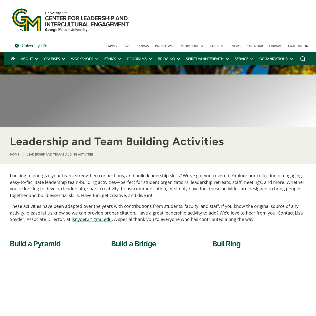 Leadership and Team Building Activities �?Center for Leadership and Intercultural Engagement interface